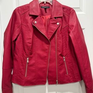 Burgundy Red Women’s Faux Leather Jacket Size Large